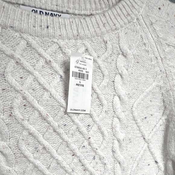 NWT Old Navy Speckled Cable Knit Sweater Pants Set Petite L Cream Multi - Picture 2 of 3